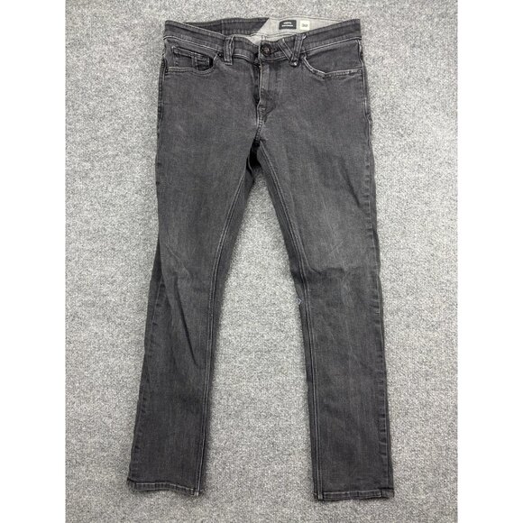 Volcom Vorta Jeans Mens 32 Gray Slim Straight Denim 5 Pocket Zip Fly Casual - Picture 1 of 8